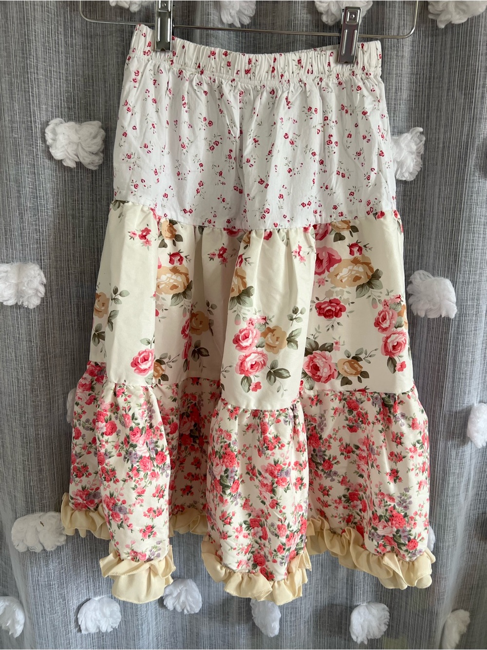 Mi amore Gigi girl’s Floral Tiered Cream Skirt